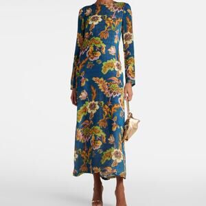 NEW La DoubleJ Swing printed devorée velvet maxi dress Size XL